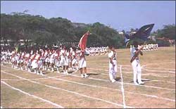 The Inter-House March past being led by the School Captain, Y.Sanhitsagar