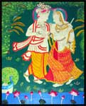 Sri Krishna and Radha depicted in Minakari work (under process)
