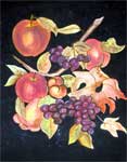 Fruits in dry pastels in bright hues on a black backdrop