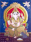Glass Tanjore painting of Lord Ganesha