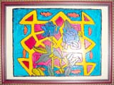 Stained glass painting of an Indian motif